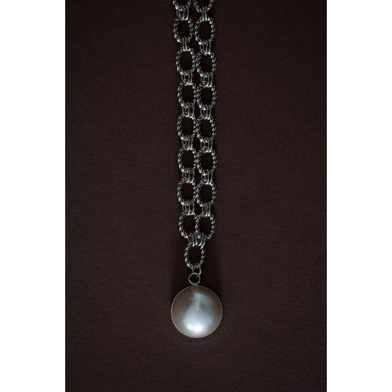 maxi collier perle plaqué argent - NÉLYA - vue 2