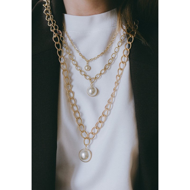 maxi collier perle plaqué argent - NÉLYA - vue 5