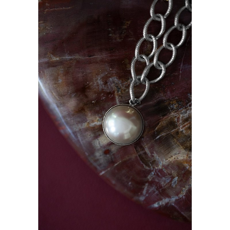 sautoir perle plaqué argent - NÉLYA - vue 2