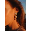 boucles d'oreilles puces pendantes perles doré à l'or fin - NÉLYA - vue V2