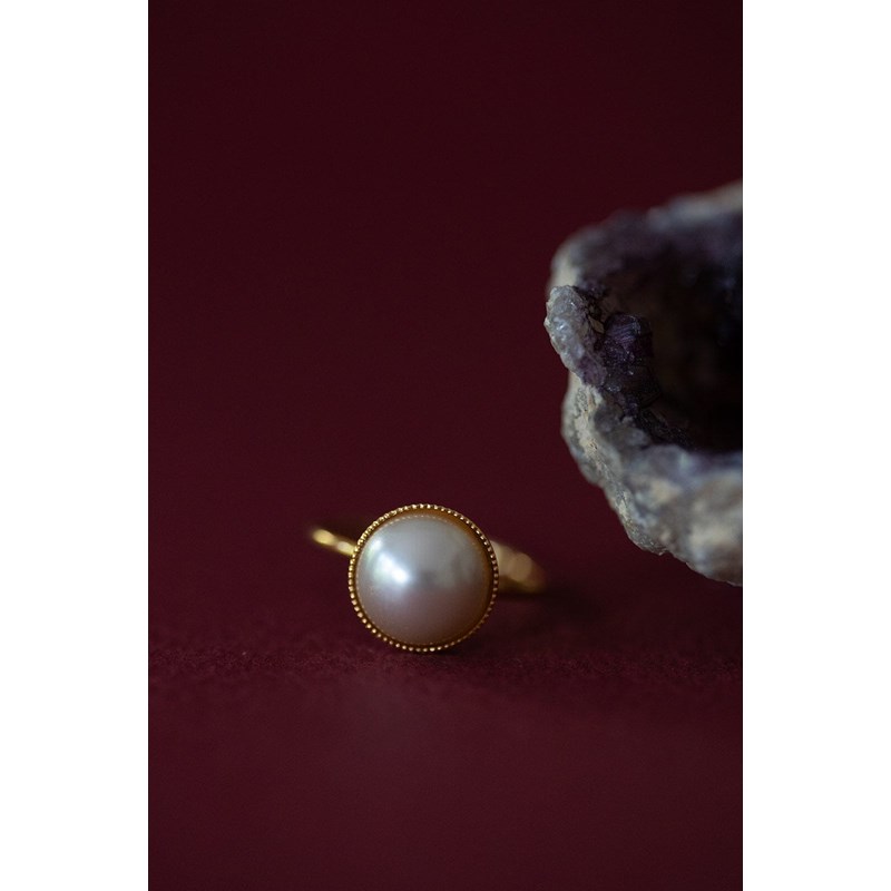 bague perle doré à l'or fin - NÉLYA - vue 3