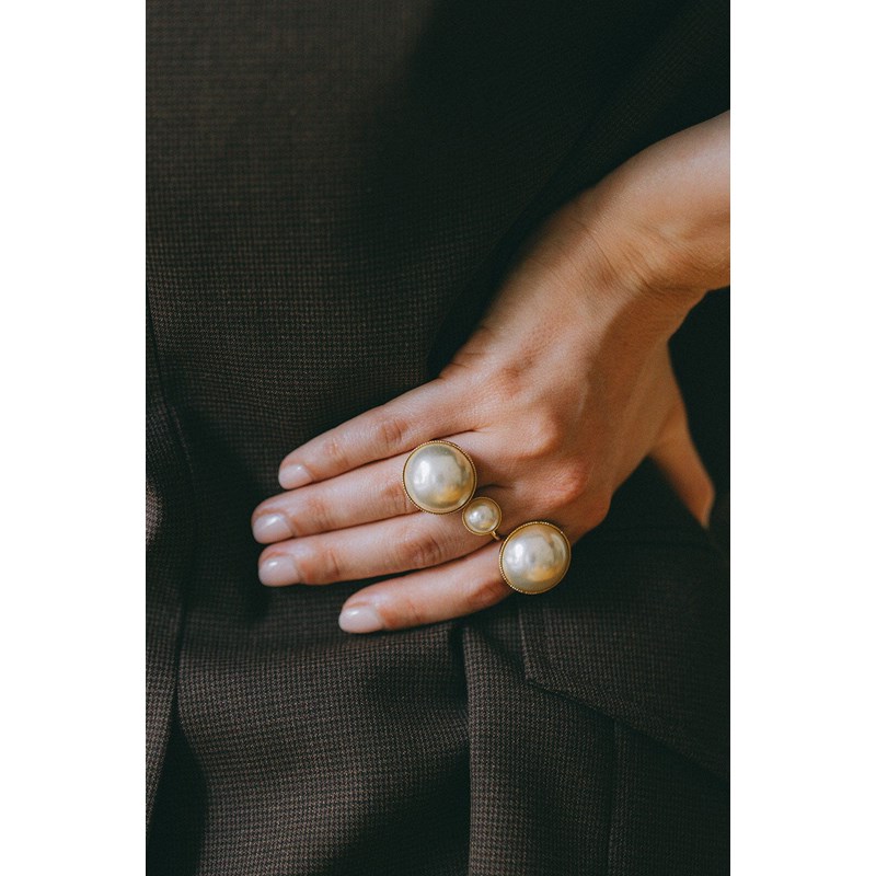 bague perle doré à l'or fin - NÉLYA - vue 4