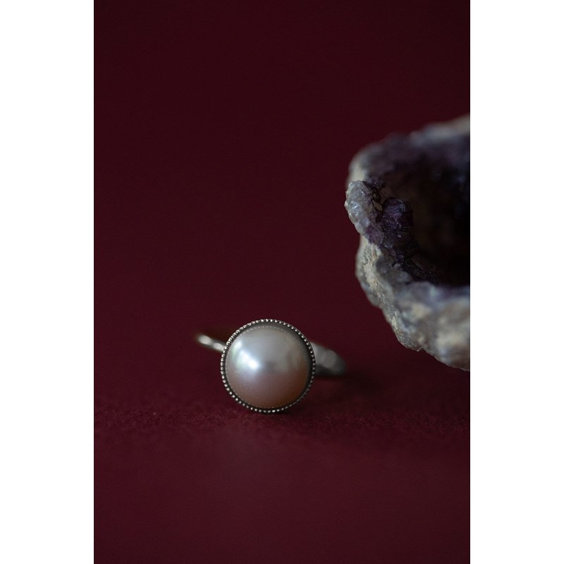bague perle plaqué argent - NÉLYA - vue 2