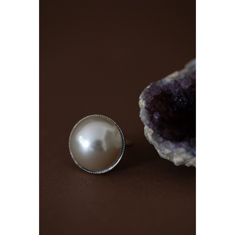 maxi bague perle plaqué argent - NÉLYA - vue 2