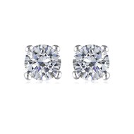 Boucles d'oreilles argent rhodié solitaire cz rond 2MM 0.30grs