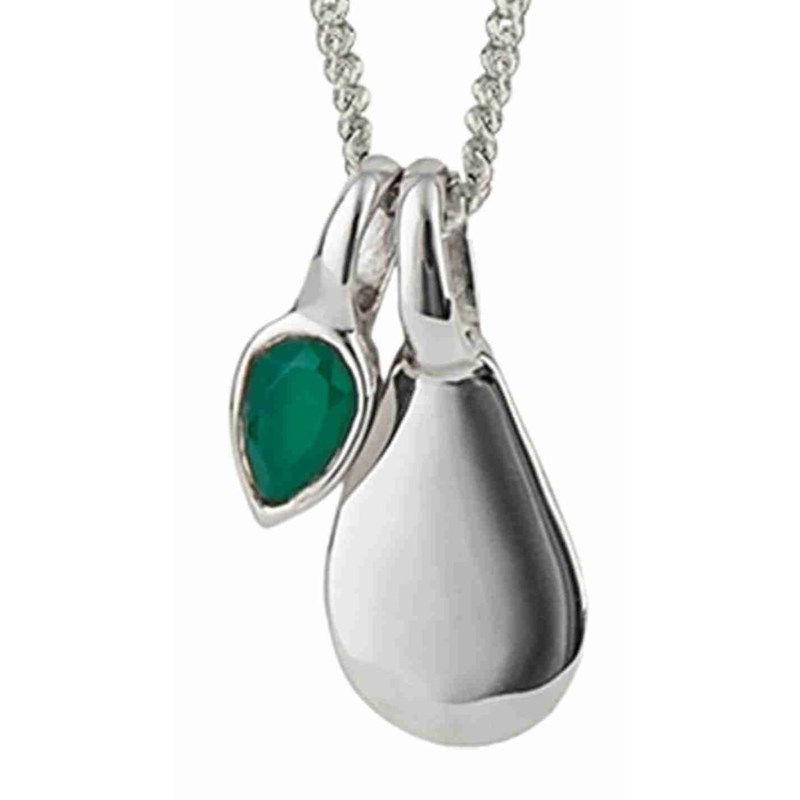 Collier onyx vert plaqué platine de mai en argent 925