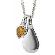 Collier citrine plaqué platine de novembre en argent 925