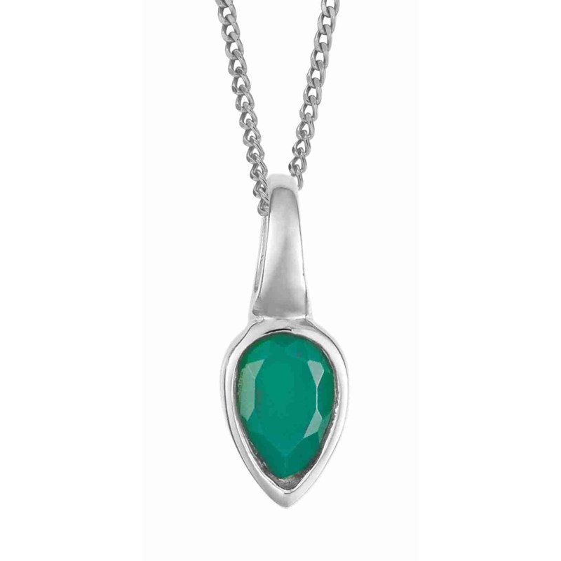 Collier onyx vert plaqué platine de mai en argent 925