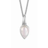 Collier Perle cabochon plaqué platine de juin en argent 925