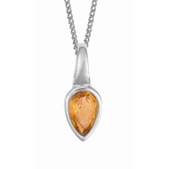 Collier citrine plaqué platine de novembre en argent 925