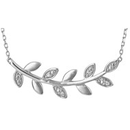 Collier feuille de diamant sur or blanc 375