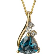 Collier topaze bleue et blanche en or 375