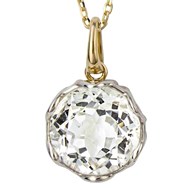 Collier topaze blanche sur or jaune et or blanc 375