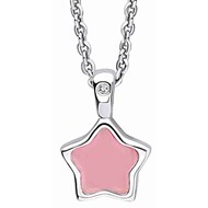 Collier étoile couleur rose et diamant sur argent 925