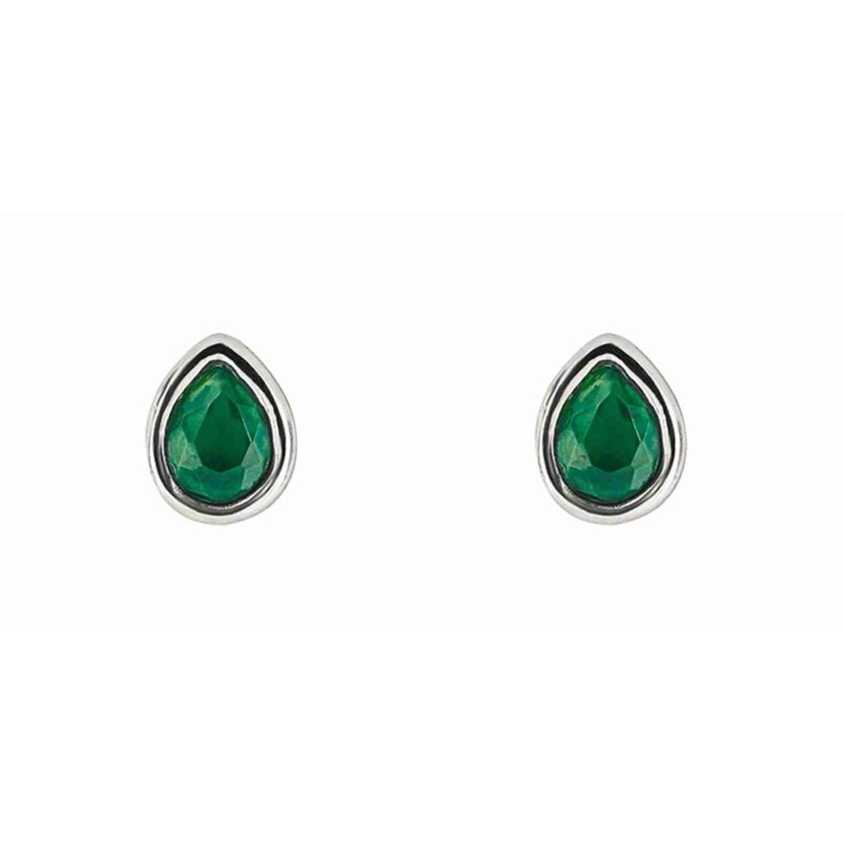 Boucle d'oreille Calcédoine verte en argent 925