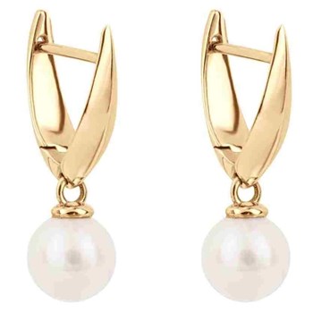 Boucle d'oreille perle en or 375