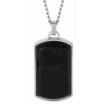 Collier onyx en acier inoxydable