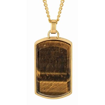 Collier oeil du tigre plaqué or en acier inoxydable