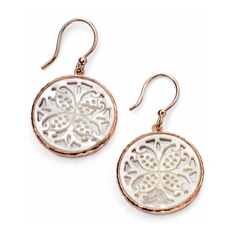 Boucle d'oreille motifs nacre plaqué or rose en argent 925