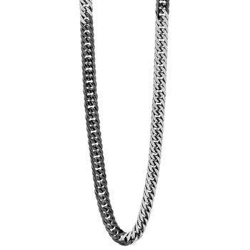 Collier noir et argent en acier oxydé