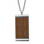 Collier plaque en bois naturel sur acier oxydé