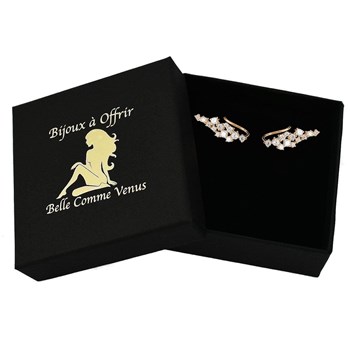 Boucles d'oreilles grimpantes contour de lobe cascade d'oxydes de zirconium Plaqué OR 750 3 microns