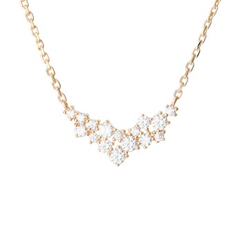 Halsketting cascade van zirkoniumoxiden Verguld 750 3 micron