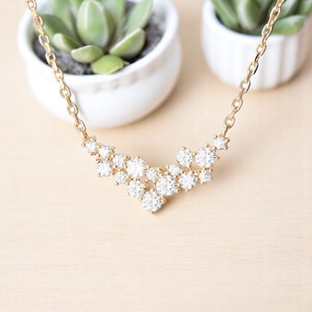 Halsketting cascade van zirkoniumoxiden Verguld 750 3 micron