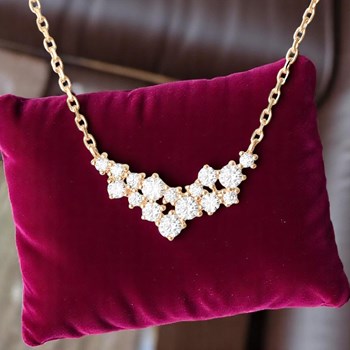 Halsketting cascade van zirkoniumoxiden Verguld 750 3 micron