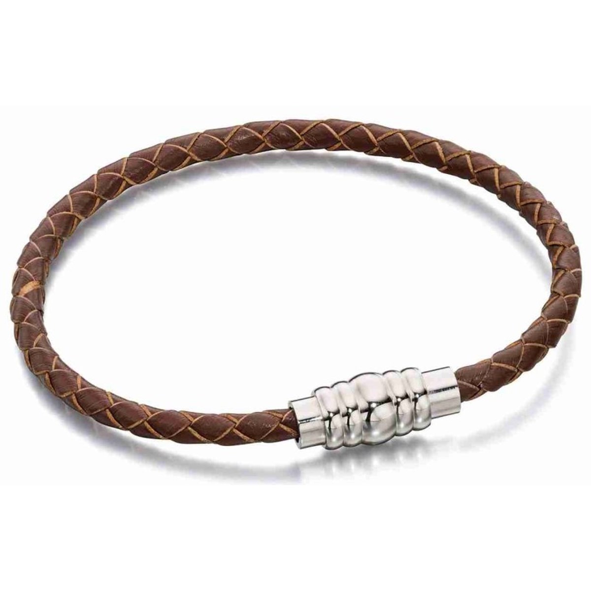 Bracelet cuir de vachette véritable en acier inoxydable