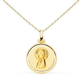 Collier - Médaille Marie Jeune Or Jaune - Chaîne Dorée - Gravure Offerte