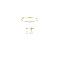 Parure Pauline Crystal Pearl - Doré et Cristal