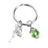 Porte-clés fée et sa perle à facettes vertes argenté - vue V1