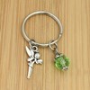 Porte-clés fée et sa perle à facettes vertes argenté - vue V2