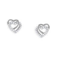 Boucles d'oreilles coeurs en argent 925 rhodié avec oxydes de zirconium