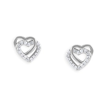 Heart earrings in rhodium-plated 925 sterling silver with zirconium oxides