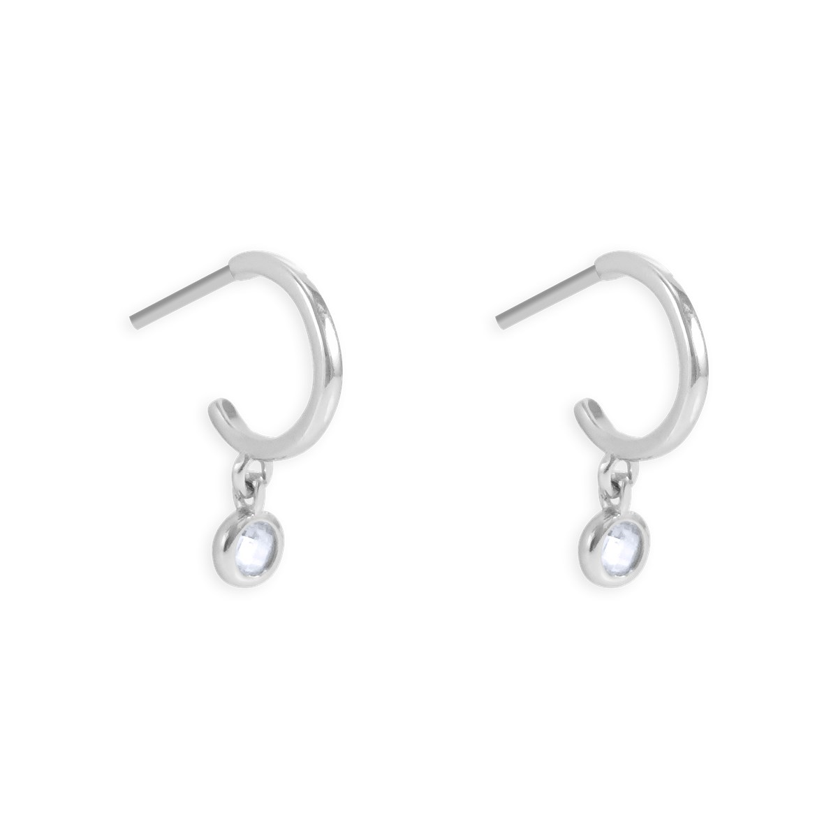 Boucles d'oreilles pendantes en argent 925 rhodié avec oxydes de zirconium