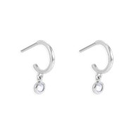 Boucles d'oreilles pendantes en argent 925 rhodié avec oxydes de zirconium