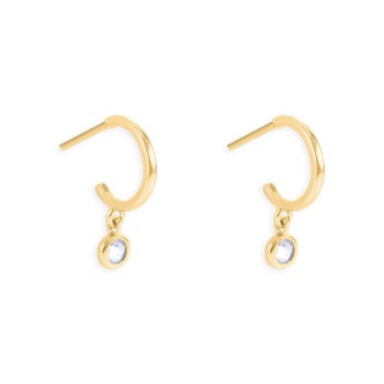 Vergulde bungelende oorbellen met zirkoonoxiden