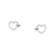 Boucles d'oreilles coeurs en argent 925 rhodié avec oxydes de zirconium