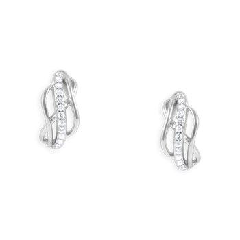 Oorbellen in gerhodineerd 925 zilver met zirkoonoxide