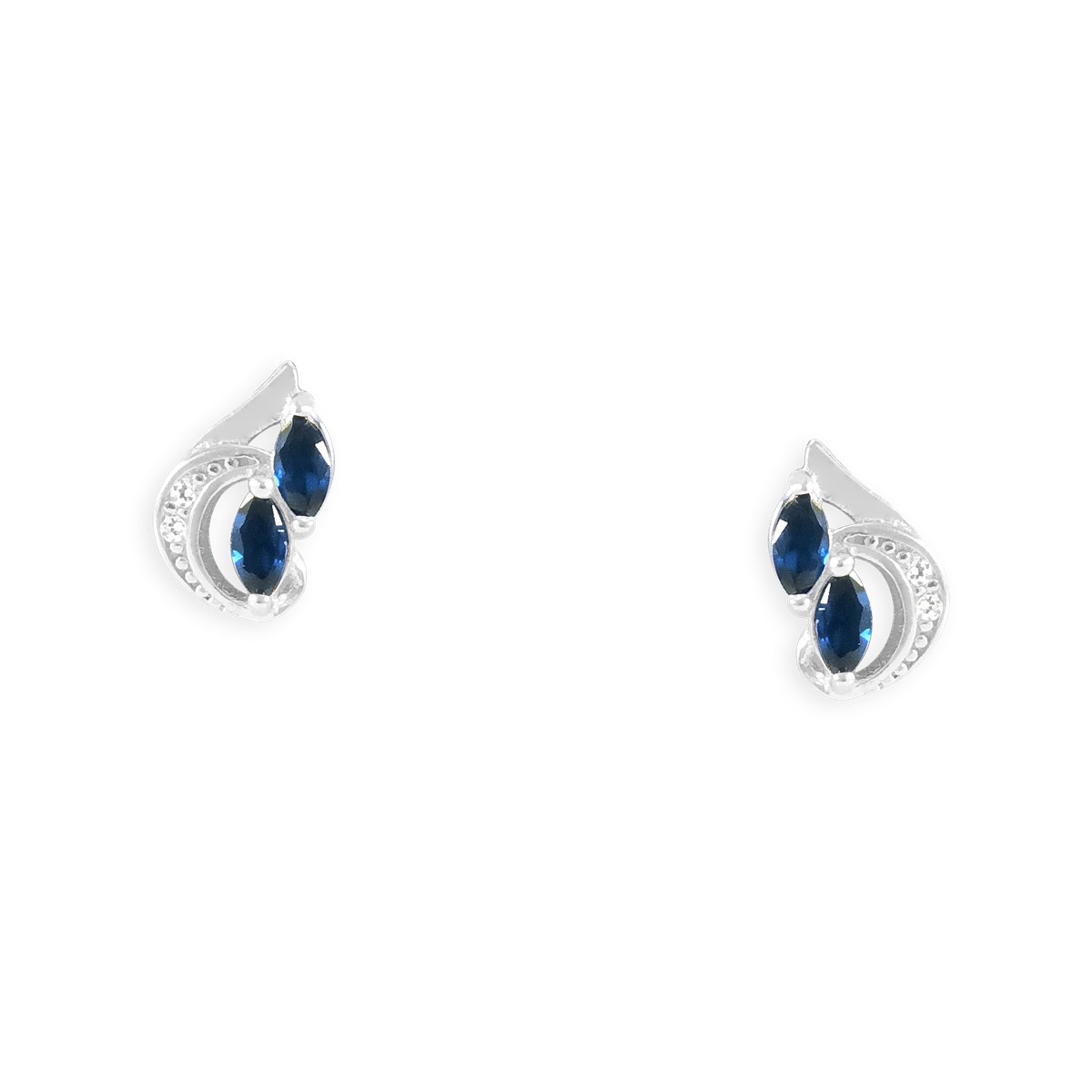 Boucles d'oreilles en argent 925 rhodié avec oxydes de zirconium teinte saphir