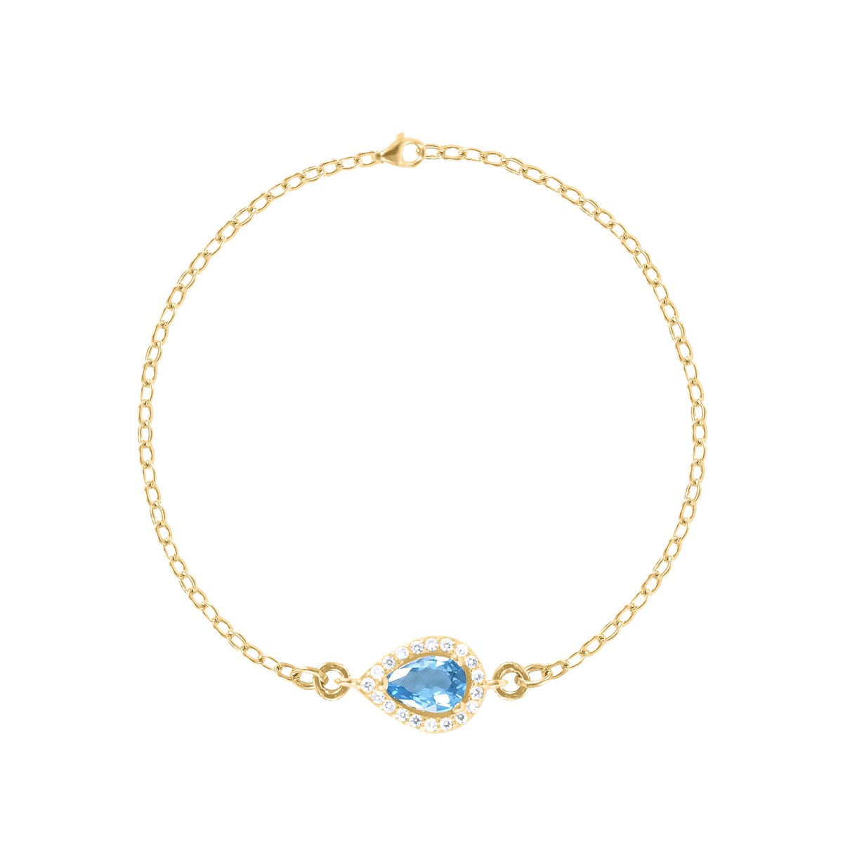 Bracelet plaqué or avec oxydes de zirconium teinte bleue