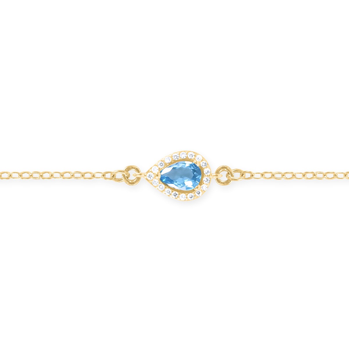Bracelet plaqué or avec oxydes de zirconium teinte bleue - vue 2