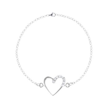 Heart bracelet in rhodium-plated 925 silver with zirconium oxides