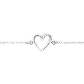 Heart bracelet in rhodium-plated 925 silver with zirconium oxides