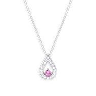 Collier en argent 925 rhodié avec oxydes de zirconium teinte rose