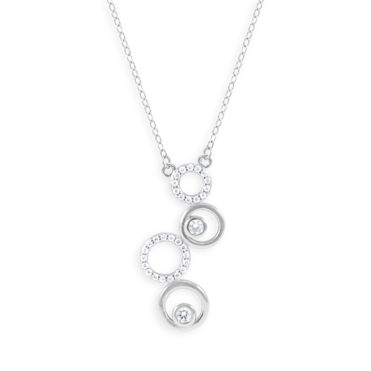 Collier en argent 925 rhodié avec oxydes de zirconium