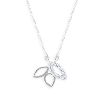 Halsketting in gerhodineerd 925 zilver met zirkoonoxiden