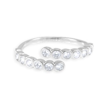 Ring in gerhodineerd 925 zilver met zirkoonoxiden